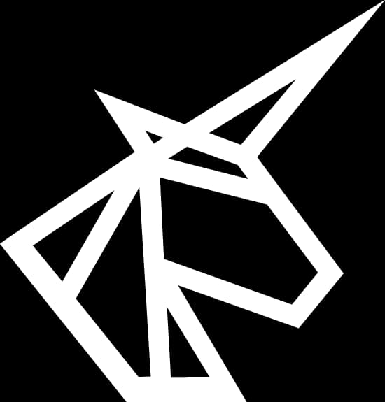 Geometric unicorn head emblem